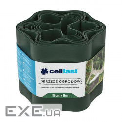 Стрічка газонна Cellfast, бордюрна, хвиляста, 15см x 9м, темно-зелена (30-022H) (30-022H)